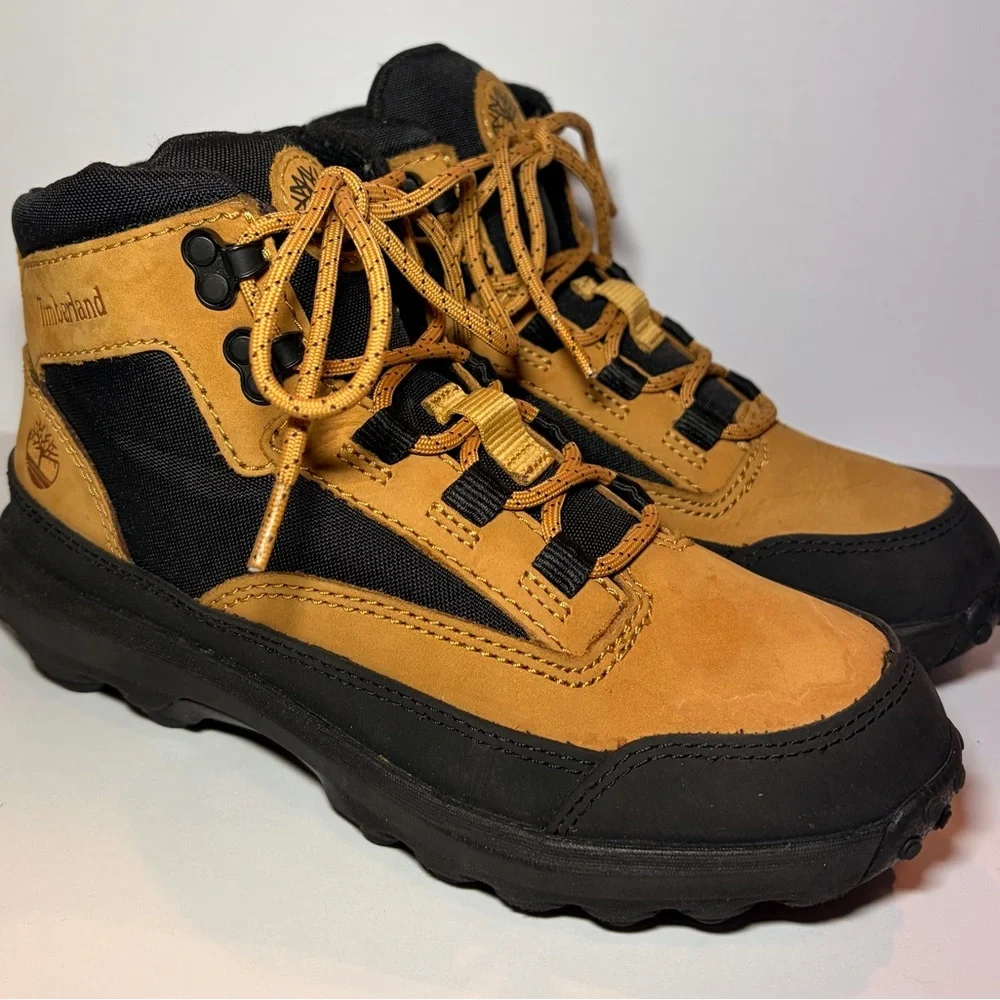 Timberland Converge Mid Boots Tan Black Nubuck Youth Juniors Kids 2‎ Greenstride